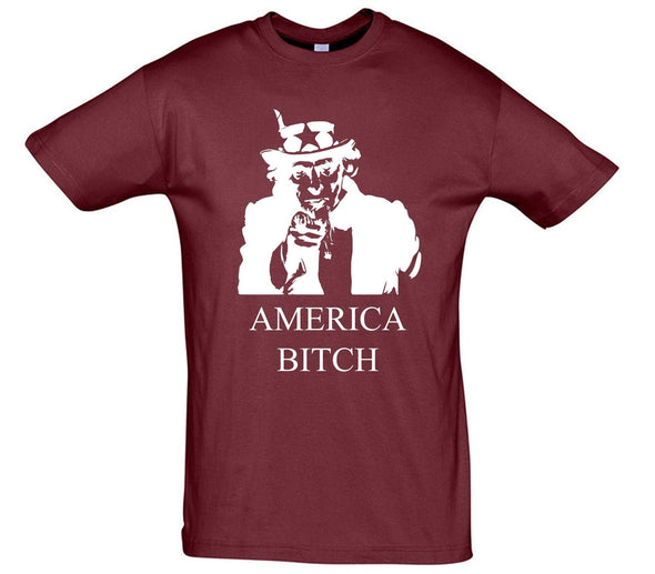 America Bitch Uncle Sam Printed T-Shirt - Mr Wings Emporium 