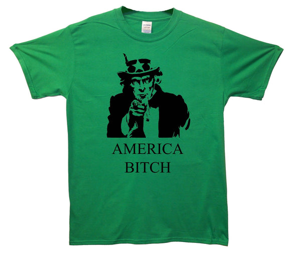 America Bitch Uncle Sam Printed T-Shirt - Mr Wings Emporium 