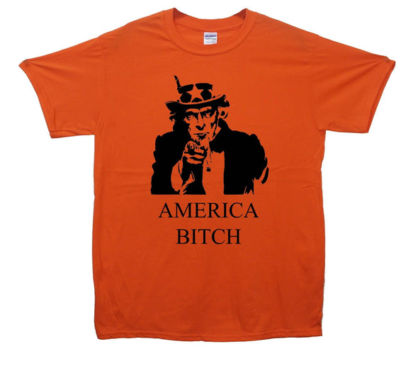 America Bitch Uncle Sam Printed T-Shirt - Mr Wings Emporium 