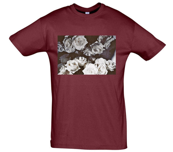 Black And White Roses Printed T-Shirt - Mr Wings Emporium 