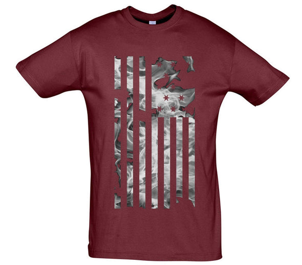 American Flag Fiery Greyscale Printed T-Shirt - Mr Wings Emporium 