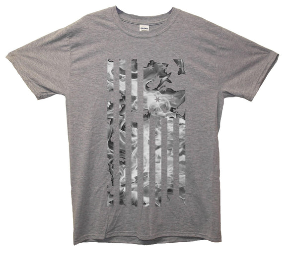 American Flag Fiery Greyscale Printed T-Shirt - Mr Wings Emporium 