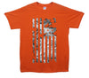 American Flag Fiery Greyscale Printed T-Shirt - Mr Wings Emporium 