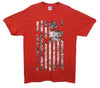 American Flag Fiery Greyscale Printed T-Shirt - Mr Wings Emporium 