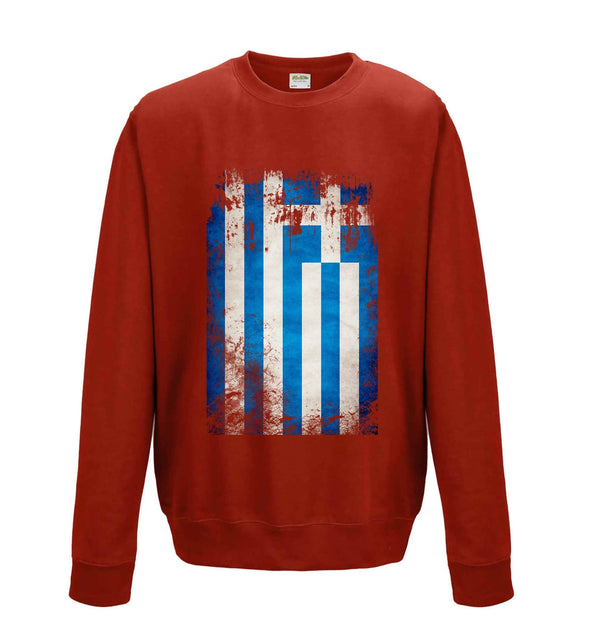 Greece Distressed Flag Printed Sweatshirt - Mr Wings Emporium 