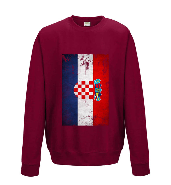 Croatia Distressed Flag Printed Sweatshirt - Mr Wings Emporium 