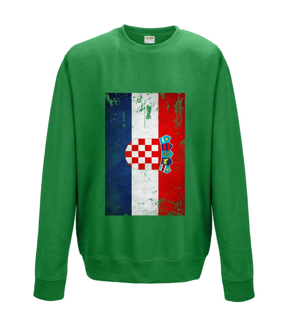 Croatia Distressed Flag Printed Sweatshirt - Mr Wings Emporium 