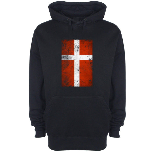 Denmark Distressed Flag Printed Hoodie - Mr Wings Emporium 