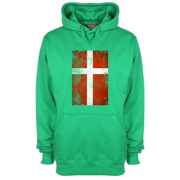 Denmark Distressed Flag Printed Hoodie - Mr Wings Emporium 
