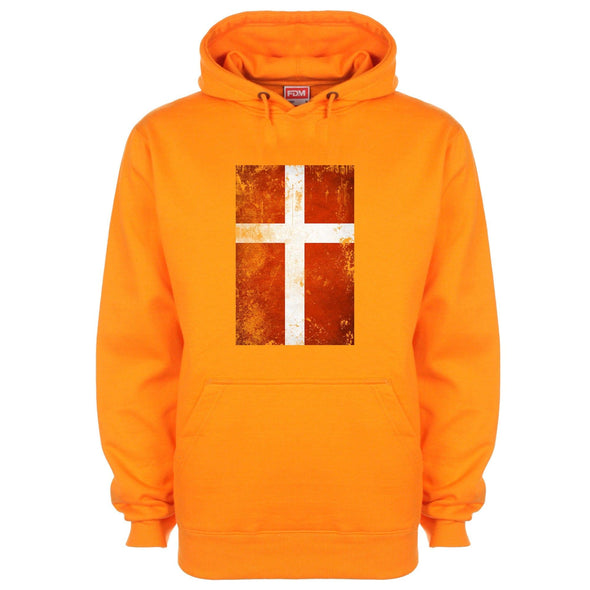 Denmark Distressed Flag Printed Hoodie - Mr Wings Emporium 