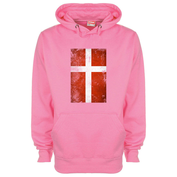 Denmark Distressed Flag Printed Hoodie - Mr Wings Emporium 