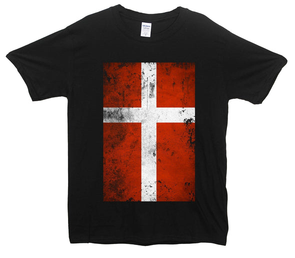 Denmark Distressed Flag Printed T-Shirt - Mr Wings Emporium 