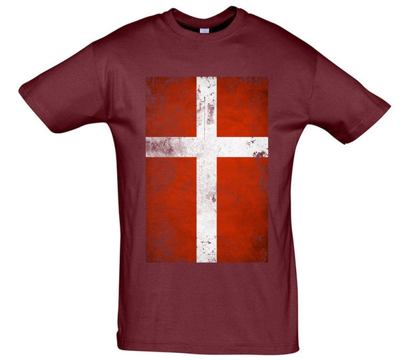 Denmark Distressed Flag Printed T-Shirt - Mr Wings Emporium 