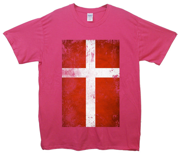 Denmark Distressed Flag Printed T-Shirt - Mr Wings Emporium 