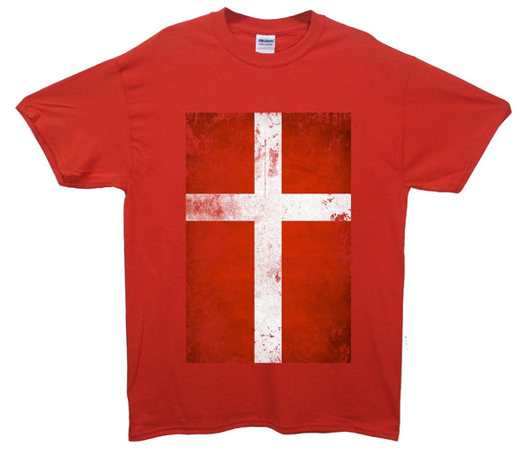 Denmark Distressed Flag Printed T-Shirt - Mr Wings Emporium 