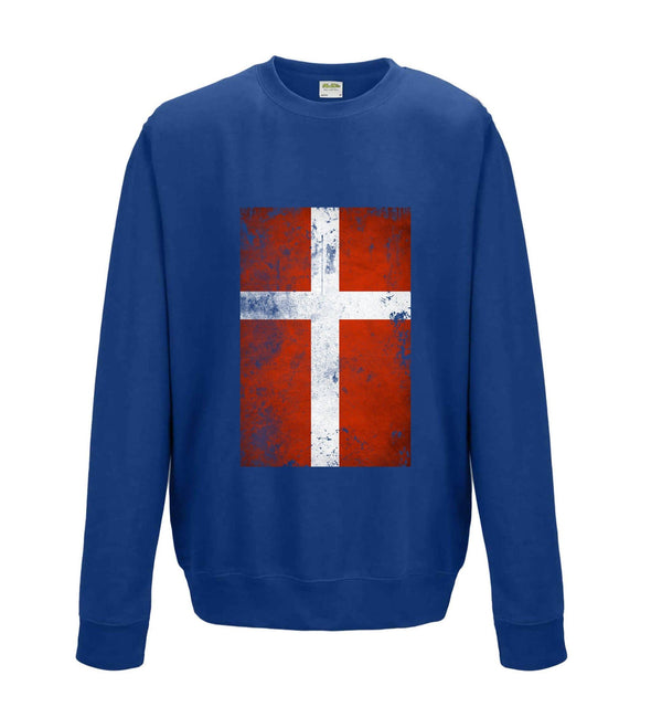 Denmark Distressed Flag Printed Sweatshirt - Mr Wings Emporium 