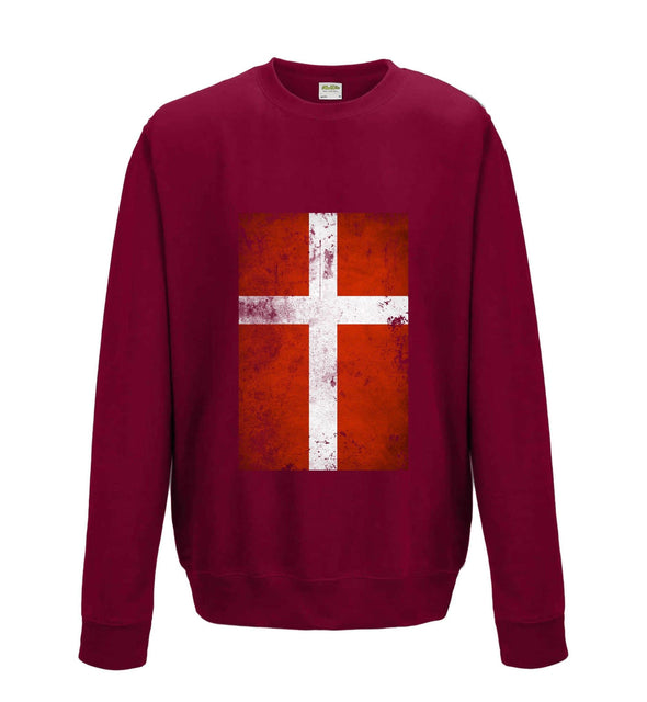 Denmark Distressed Flag Printed Sweatshirt - Mr Wings Emporium 