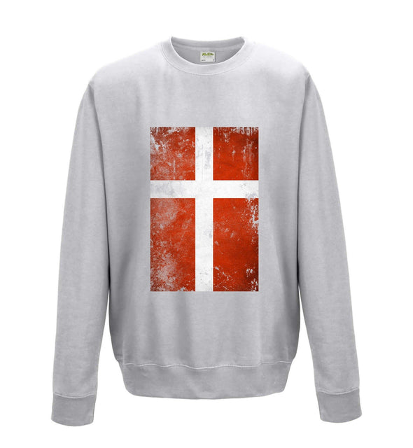 Denmark Distressed Flag Printed Sweatshirt - Mr Wings Emporium 