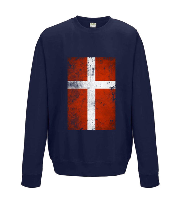 Denmark Distressed Flag Printed Sweatshirt - Mr Wings Emporium 