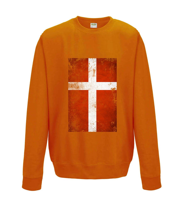 Denmark Distressed Flag Printed Sweatshirt - Mr Wings Emporium 