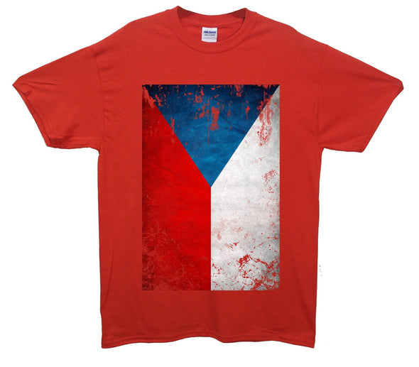 Czech Republic Distressed Flag Printed T-Shirt - Mr Wings Emporium 