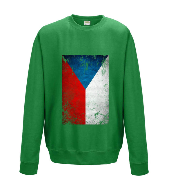 Czech Republic Distressed Flag Printed Sweatshirt - Mr Wings Emporium 