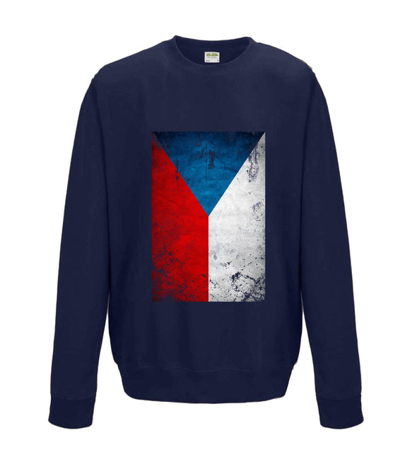 Czech Republic Distressed Flag Printed Sweatshirt - Mr Wings Emporium 