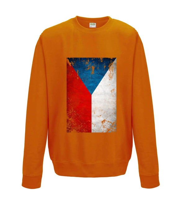 Czech Republic Distressed Flag Printed Sweatshirt - Mr Wings Emporium 