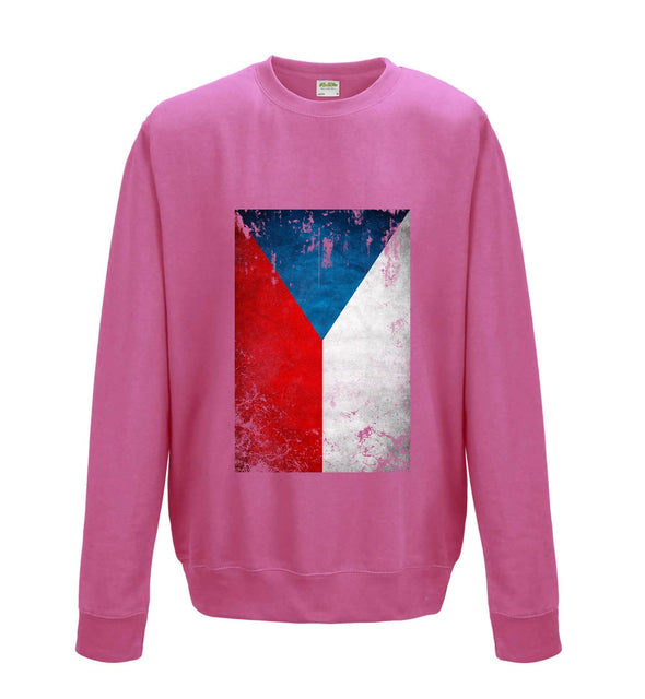 Czech Republic Distressed Flag Printed Sweatshirt - Mr Wings Emporium 