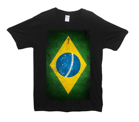 Brazil Distressed Flag Printed T-Shirt - Mr Wings Emporium 