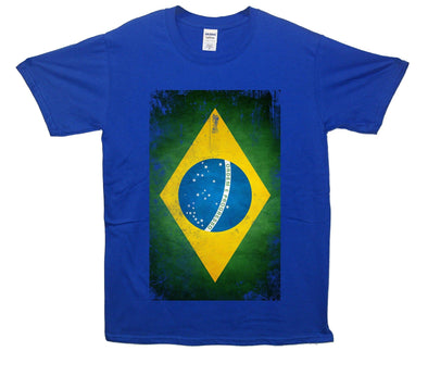 Brazil Distressed Flag Printed T-Shirt - Mr Wings Emporium 