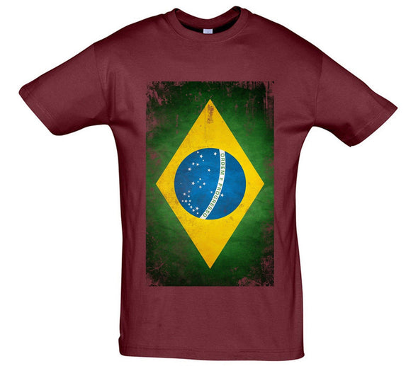 Brazil Distressed Flag Printed T-Shirt - Mr Wings Emporium 