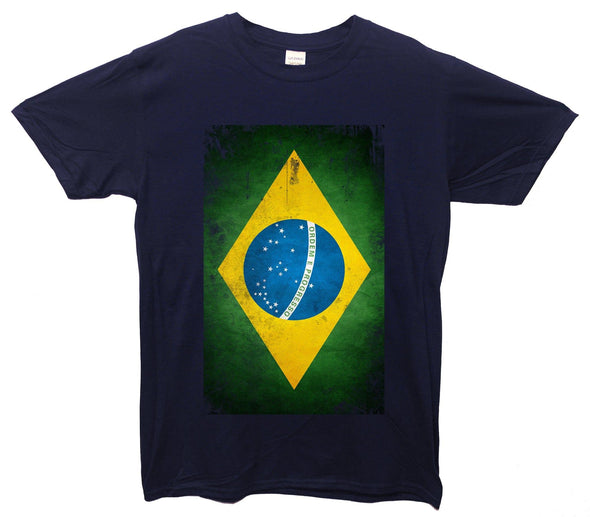 Brazil Distressed Flag Printed T-Shirt - Mr Wings Emporium 