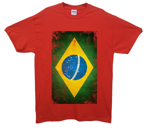 Brazil Distressed Flag Printed T-Shirt - Mr Wings Emporium 