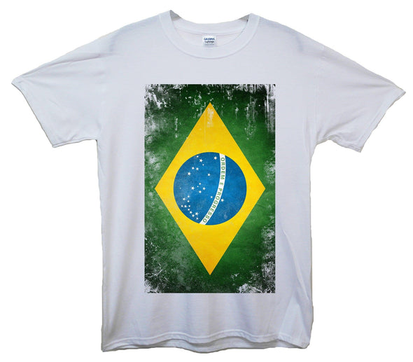 Brazil Distressed Flag Printed T-Shirt - Mr Wings Emporium 