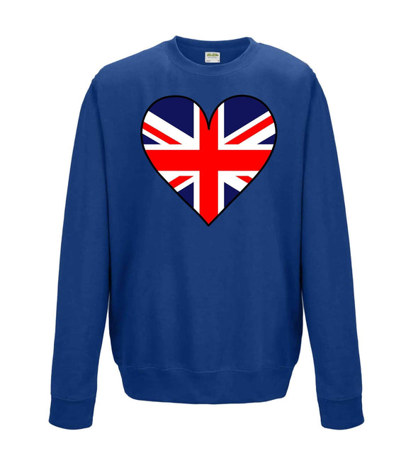 Great Britain Flag Heart Printed Sweatshirt - Mr Wings Emporium 