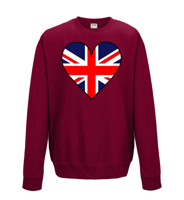 Great Britain Flag Heart Printed Sweatshirt - Mr Wings Emporium 