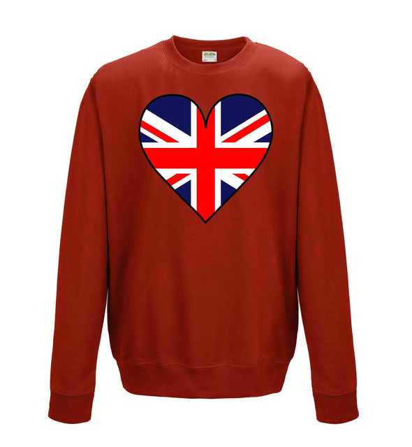 Great Britain Flag Heart Printed Sweatshirt - Mr Wings Emporium 