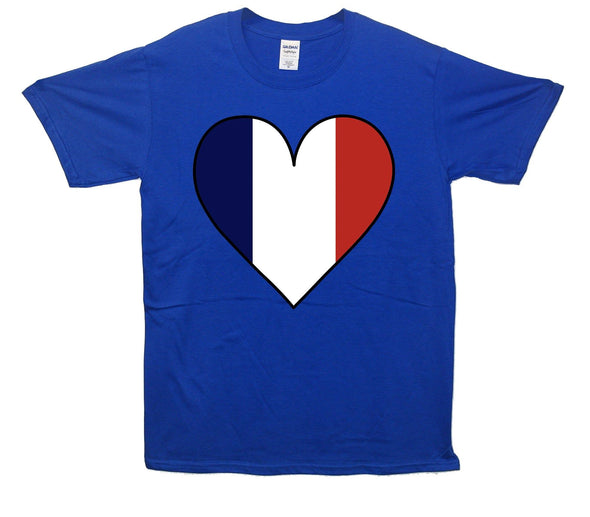 France Flag Heart Printed T-Shirt - Mr Wings Emporium 