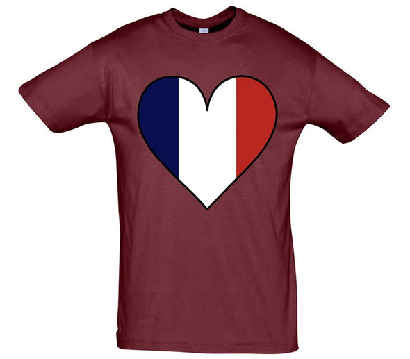 France Flag Heart Printed T-Shirt - Mr Wings Emporium 