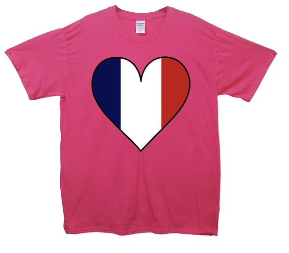 France Flag Heart Printed T-Shirt - Mr Wings Emporium 