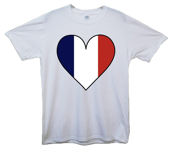 France Flag Heart Printed T-Shirt - Mr Wings Emporium 