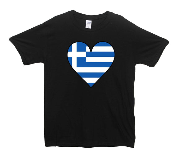 Greece Flag Heart Printed T-Shirt - Mr Wings Emporium 