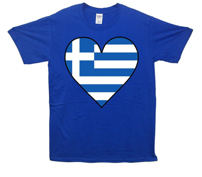 Greece Flag Heart Printed T-Shirt - Mr Wings Emporium 