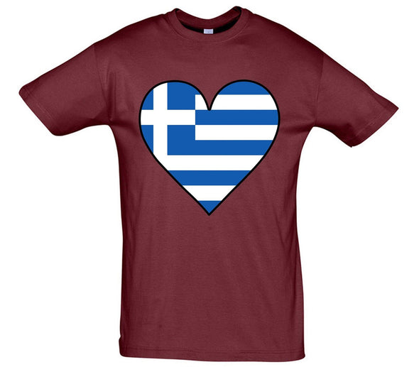 Greece Flag Heart Printed T-Shirt - Mr Wings Emporium 