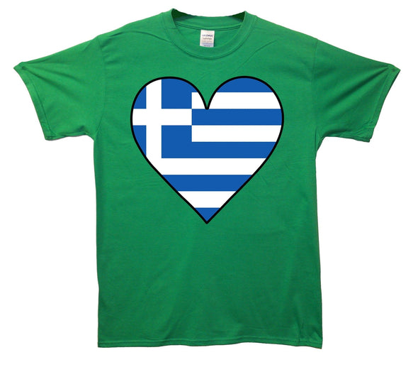 Greece Flag Heart Printed T-Shirt - Mr Wings Emporium 