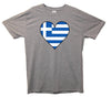 Greece Flag Heart Printed T-Shirt - Mr Wings Emporium 