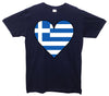 Greece Flag Heart Printed T-Shirt - Mr Wings Emporium 
