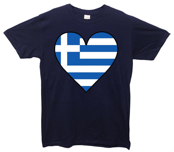 Greece Flag Heart Printed T-Shirt - Mr Wings Emporium 