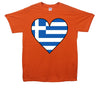 Greece Flag Heart Printed T-Shirt - Mr Wings Emporium 